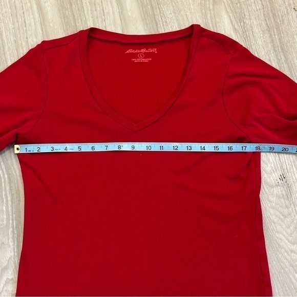 EDDIE BAUER FAVORITES V-NECK LONG SLEEVE TEE SZ L RED - Picture 5 of 8